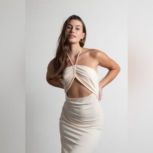 RACHEL CUTOUT BODYCON MIDI DRESS - IVORY